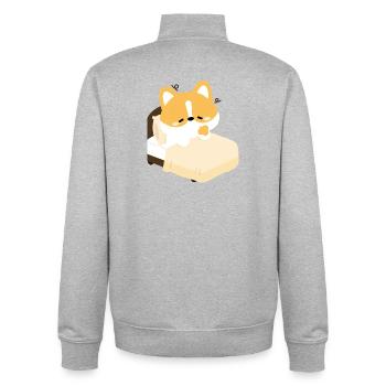 Tired Corgi on Bed - Unisex Organic Zip Sweatshirt by Stanley/Stella - heather grey - Back - AI Model Male 185 light (185cm)