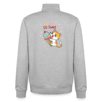 Chat gourmand avec glace pastel - Unisex Organic Zip Sweatshirt by Stanley/Stella - heather grey - Back - AI Model Male 185 light (185cm)