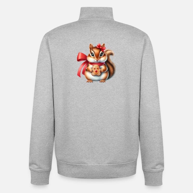 Ingwer-Eichhörnchen mit Keks - Unisex Organic Zip Sweatshirt von Stanley/Stella - Grau meliert