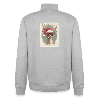 Rentier Hirsch Geweih Reindeer Vintage Weihnachten - Unisex Organic Zip Sweatshirt von Stanley/Stella - Grau meliert - Hinten - AI Model Male 185 light (185cm)