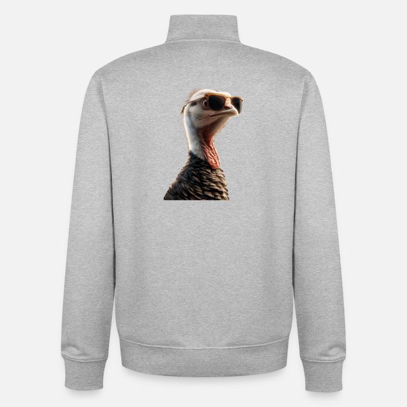 Dinde Poules Oiseaux Dinde - Sweat zippé unisexe en coton bio Stanley/Stella - gris chiné