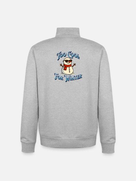 Too Cool For Winter Snowman - Unisex Organic Zip Sweatshirt by Stanley/Stella - heather grey