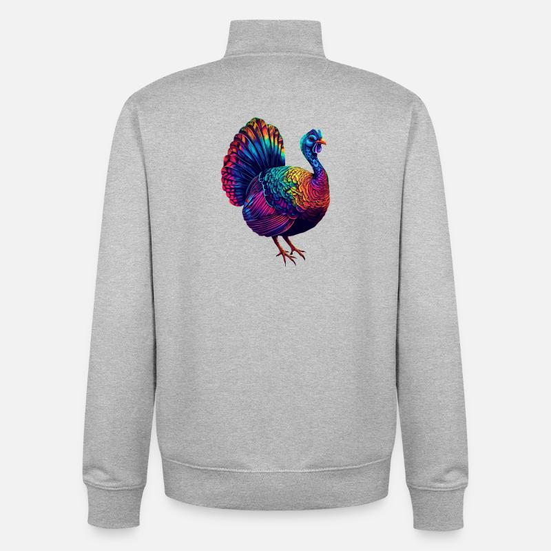 Dinde Poules Oiseaux Dinde - Sweat zippé unisexe en coton bio Stanley/Stella - gris chiné