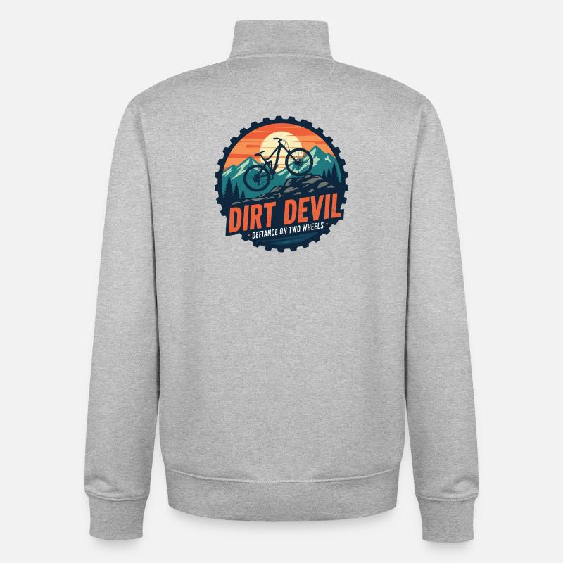 Hymne du VTT Dirt Devil - Sweat zippé unisexe en coton bio Stanley/Stella - gris chiné