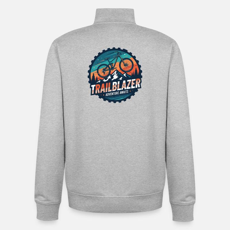Aventure de VTT Trailblazer - Sweat zippé unisexe en coton bio Stanley/Stella - gris chiné