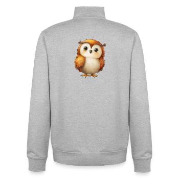 Illustriertes Eulenkind – niedliche und farbenfrohe Zeichnung - Unisex Organic Zip Sweatshirt von Stanley/Stella - Grau meliert - Hinten - AI Model Male 185 light (185cm)