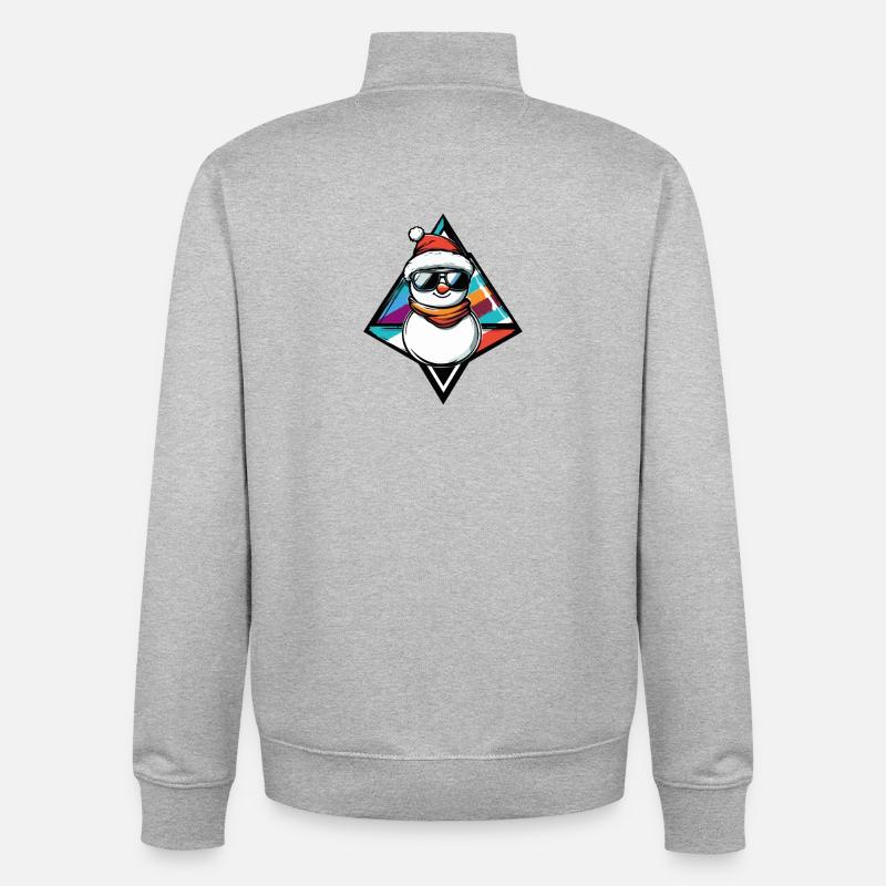 Schneemann mit Sonnenbrille Comic - Unisex Organic Zip Sweatshirt von Stanley/Stella - Grau meliert