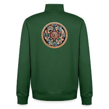 Round Mandala Flower Ornament - Unisex Organic Zip Sweatshirt by Stanley/Stella - bottle green - Back - AI Model Male 185 dark (185cm)