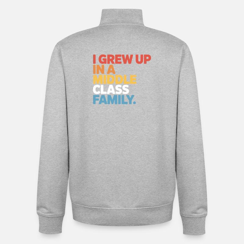 Wuchs in einer Mittelklassefamilie auf - Unisex Organic Zip Sweatshirt von Stanley/Stella - Grau meliert