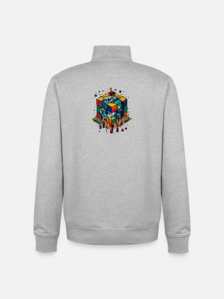 Erde im Farbblockwürfel - Unisex Organic Zip Sweatshirt von Stanley/Stella - Grau meliert