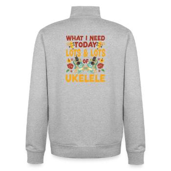 Hawaiian Ukulele Uke What I Need - Unisex Organic Zip Sweatshirt by Stanley/Stella - heather grey - Back - AI Model Male 185 light (185cm)