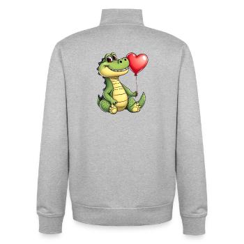 Kroko Herzballon - Unisex Organic Zip Sweatshirt von Stanley/Stella - Grau meliert - Hinten - AI Model Male 185 light (185cm)