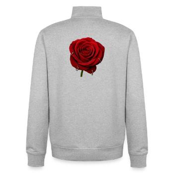 Rote Rose mit Piercings - Unisex Organic Zip Sweatshirt von Stanley/Stella - Grau meliert - Hinten - AI Model Male 185 light (185cm)