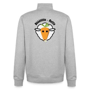 Carrot and Lamb Cartoon Drawing - Unisex Organic Zip Sweatshirt by Stanley/Stella - heather grey - Back - AI Model Male 185 light (185cm)