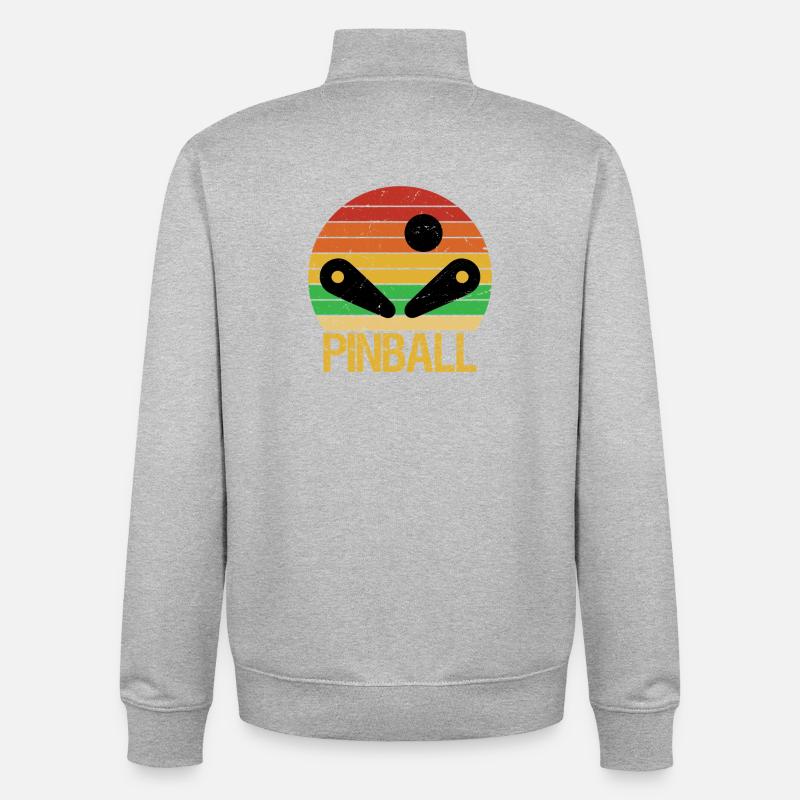 Flippin de flippin drôle de machine à pinball vintage de flipper - Sweat zippé unisexe en coton bio Stanley/Stella - gris chiné