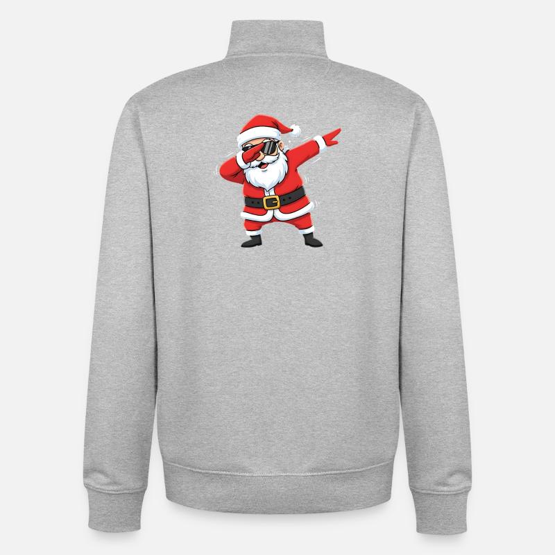 Dab Père Noël drôle - Sweat zippé unisexe en coton bio Stanley/Stella - gris chiné