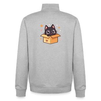 Süße schwarze Katze in einer Kiste - Unisex Organic Zip Sweatshirt von Stanley/Stella - Grau meliert - Hinten - AI Model Male 185 light (185cm)