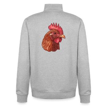Chicken face in pop art style - Unisex Organic Zip Sweatshirt by Stanley/Stella - heather grey - Back - AI Model Male 185 light (185cm)
