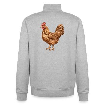 Chicken Illustration in Warm Feather Pattern - Unisex Organic Zip Sweatshirt by Stanley/Stella - heather grey - Back - AI Model Male 185 light (185cm)