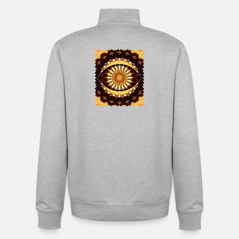 Kaleidoscope Fire Eye Pattern - Unisex Organic Zip Sweatshirt by Stanley/Stella - heather grey