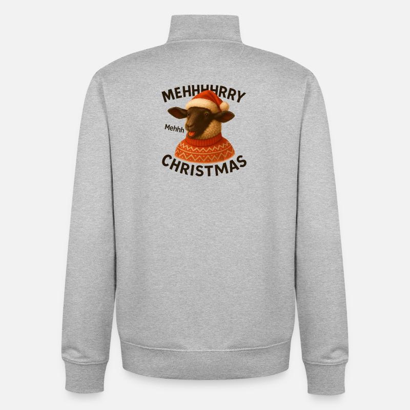 Bof, pull de mouton de Noël - Sweat zippé unisexe en coton bio Stanley/Stella - gris chiné