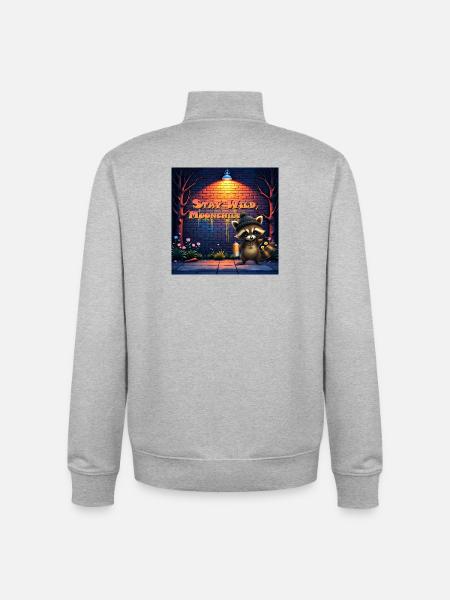 Urbaner Waschbär-Mondkind-Graffiti - Unisex Organic Zip Sweatshirt von Stanley/Stella - Grau meliert