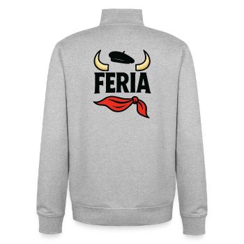 Féria - Pays Basque - Sweat zippé unisexe en coton bio Stanley/Stella - gris chiné - Dos - AI Model Male 185 light (185cm)