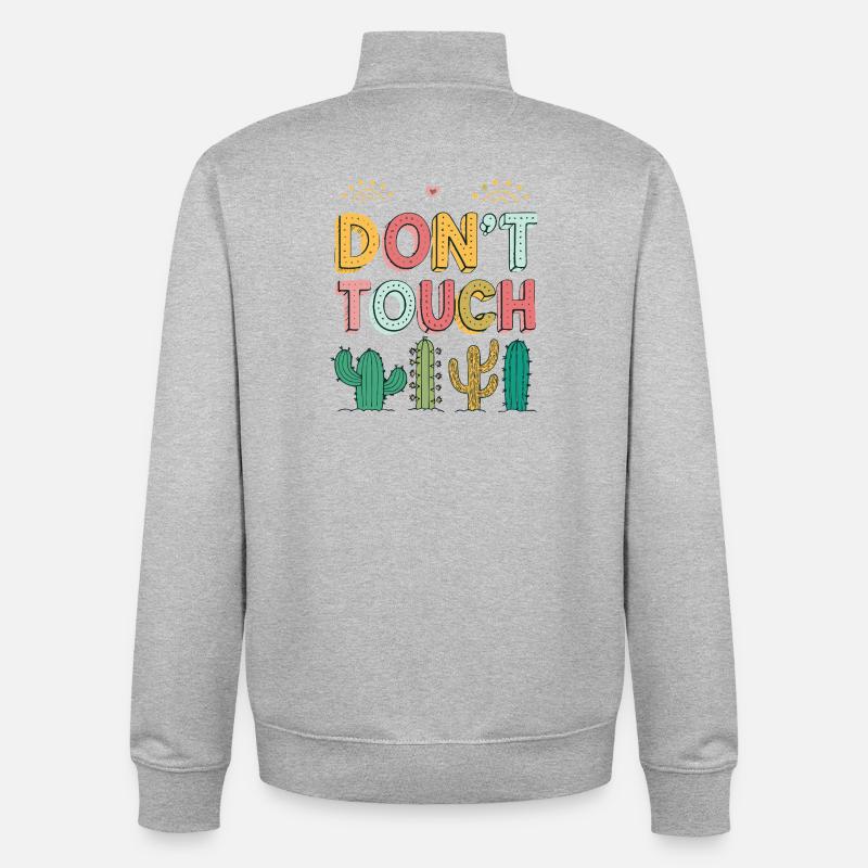 Ne Pas Toucher Cactus Pastel - Sweat zippé unisexe en coton bio Stanley/Stella - gris chiné