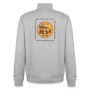 Sonnenuntergangsparty | Celebrate Life Silhouette - Unisex Organic Zip Sweatshirt von Stanley/Stella - Grau meliert - Hinten - AI Model Male 185 light (185cm)