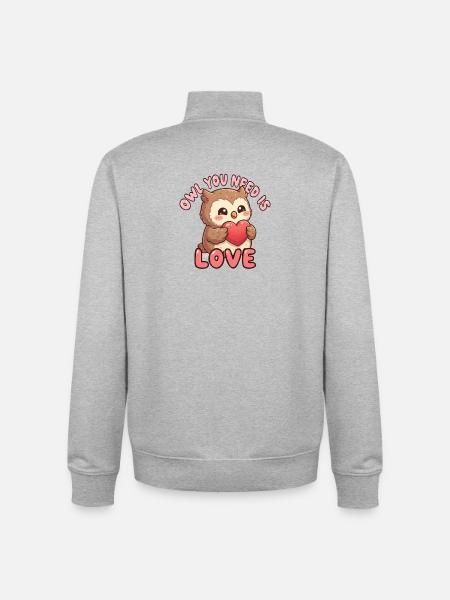 Süße Eulenliebe mit Herz - Unisex Organic Zip Sweatshirt von Stanley/Stella - Grau meliert