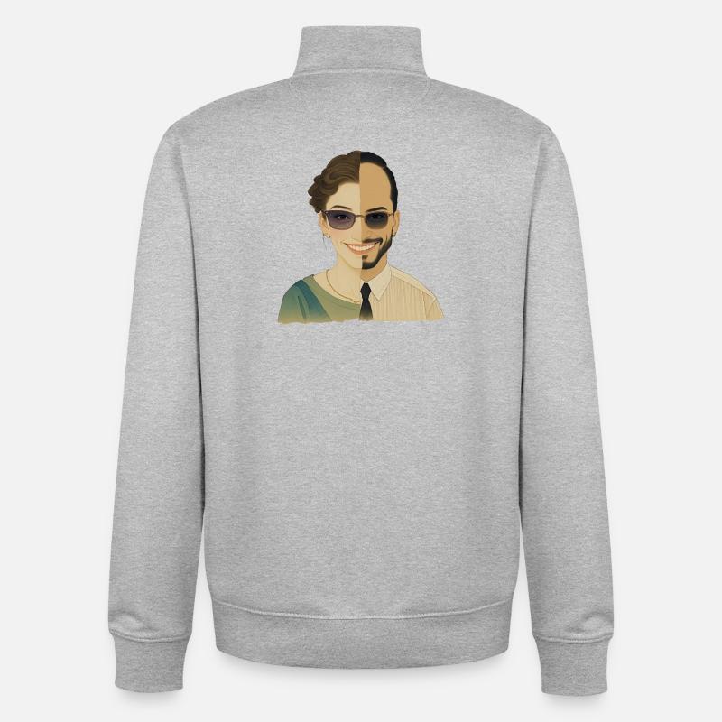 WIR SIND EINS – nette Menschen - Unisex Organic Zip Sweatshirt von Stanley/Stella - Grau meliert