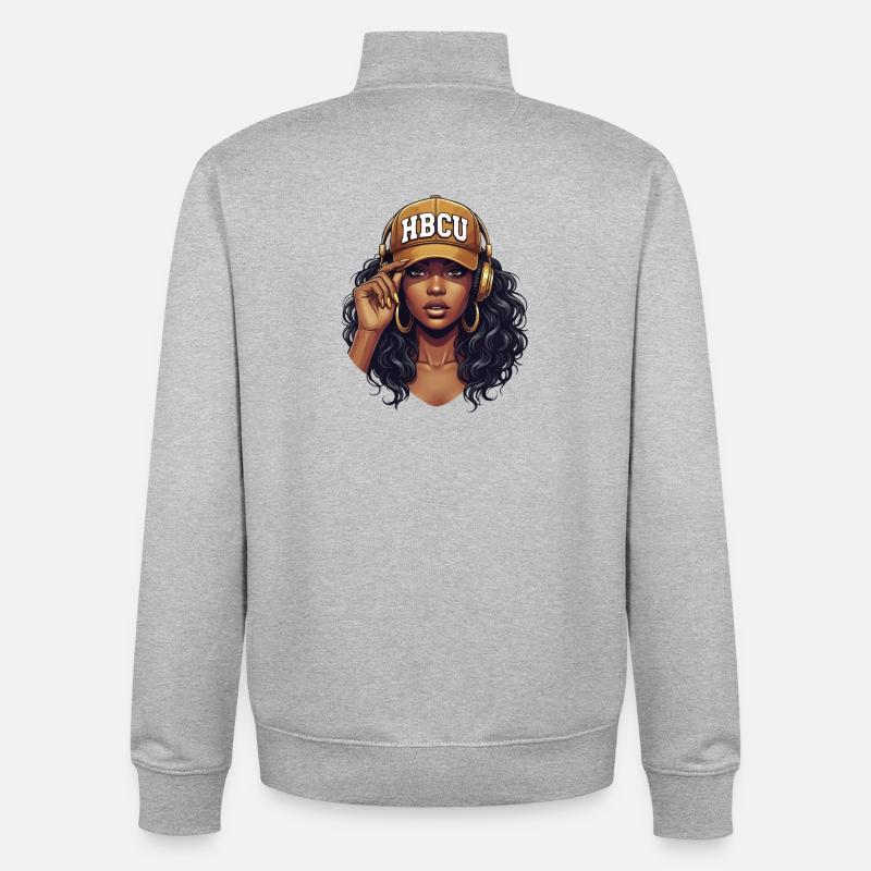 HBCU – African Roots Black Excellence Pride - Sweat zippé unisexe en coton bio Stanley/Stella - gris chiné
