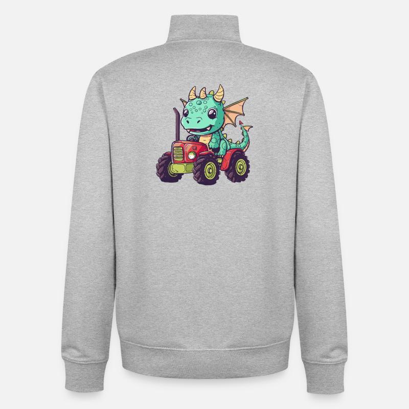 Drache Traktor Farmer - Unisex Organic Zip Sweatshirt von Stanley/Stella - Grau meliert