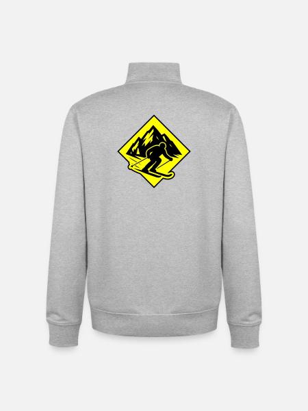 Ski Sport Silhouette Mountains - Unisex Organic Zip Sweatshirt by Stanley/Stella - heather grey