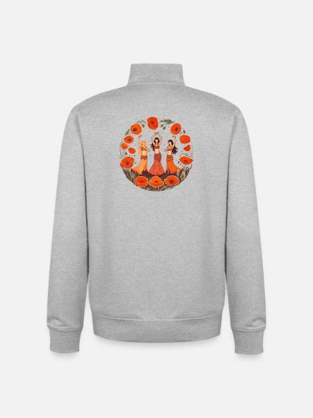 Poppy Circle Bellydance Trio - Unisex Organic Zip Sweatshirt by Stanley/Stella - heather grey