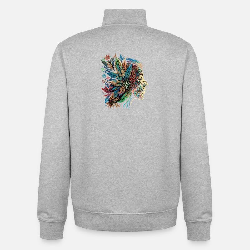 Silhouette psychédélique Blatten - Sweat zippé unisexe en coton bio Stanley/Stella - gris chiné