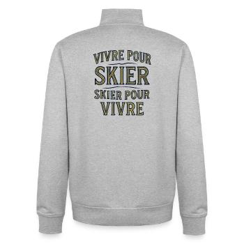 Live to Ski, Ski to Live - Unisex Organic Zip Sweatshirt by Stanley/Stella - heather grey - Back - AI Model Male 185 light (185cm)