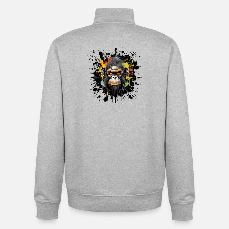Graffiti Affe Tier - Unisex Organic Zip Sweatshirt von Stanley/Stella - Grau meliert