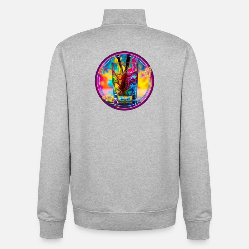 Colored Neon Psyedelic Glass - Unisex Organic Zip Sweatshirt by Stanley/Stella - heather grey
