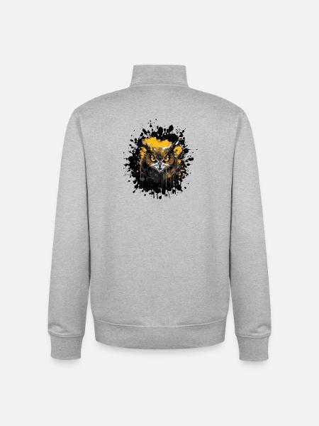 Eule Nachteule Splatter - Unisex Organic Zip Sweatshirt von Stanley/Stella - Grau meliert