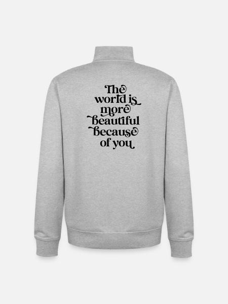 Welt schöner – Valentine Romantic Black - Unisex Organic Zip Sweatshirt von Stanley/Stella - Grau meliert