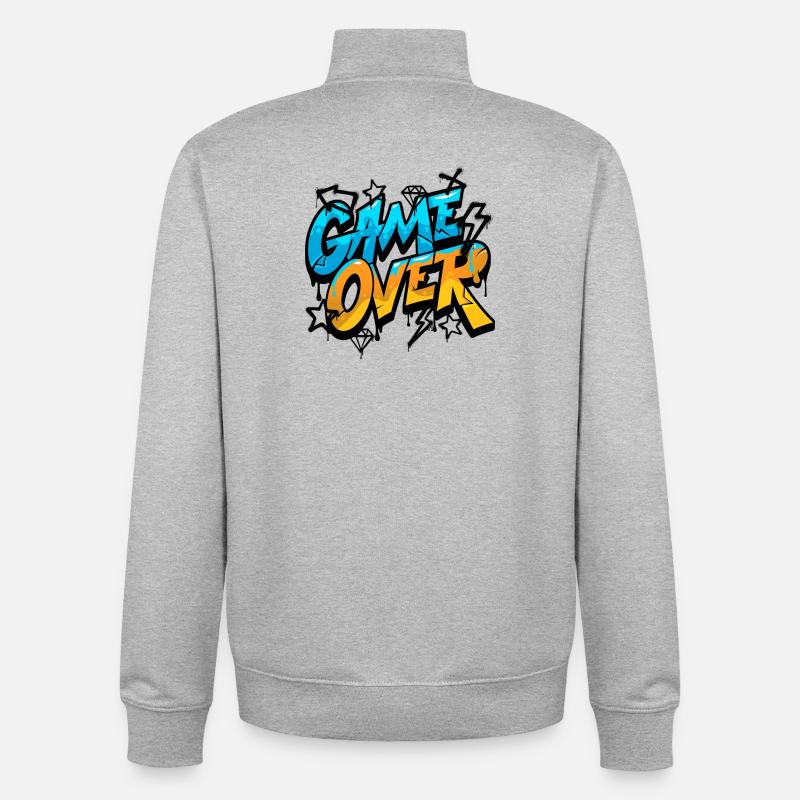 Game Over Graffiti Neon - Sweat zippé unisexe en coton bio Stanley/Stella - gris chiné