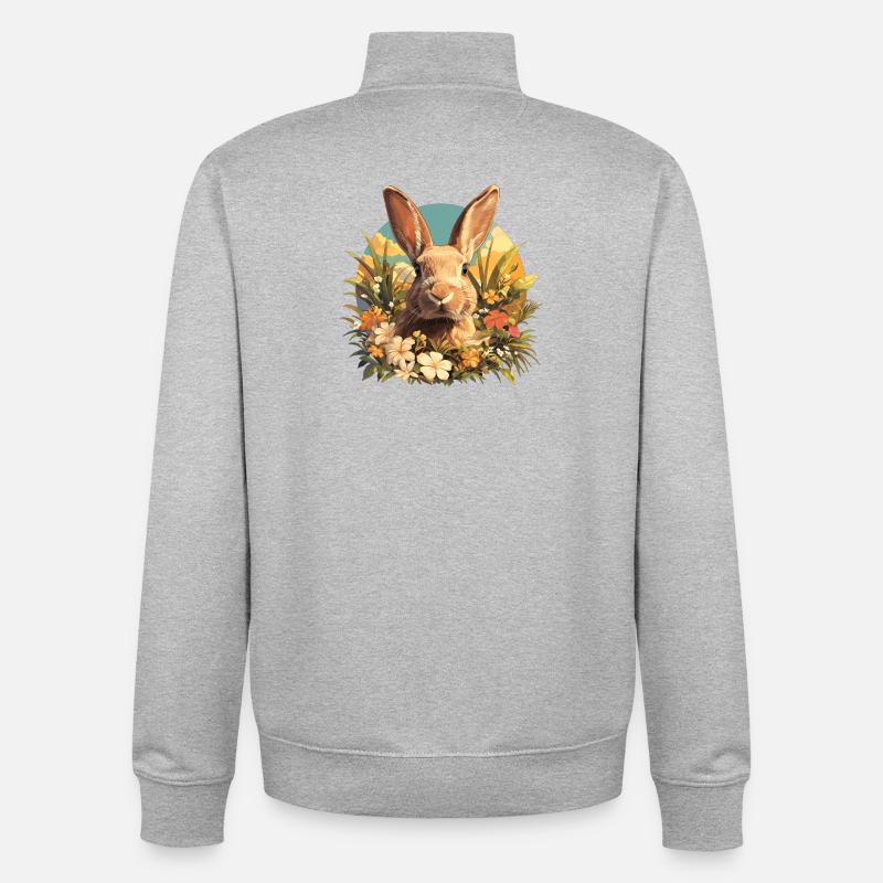 Lapin Lapin - Sweat zippé unisexe en coton bio Stanley/Stella - gris chiné