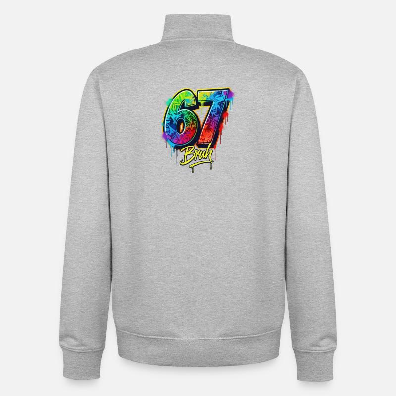 6 7 Meme – Graffiti Bruh Edition - Unisex Organic Zip Sweatshirt von Stanley/Stella - Grau meliert