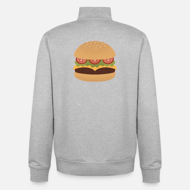 Art classique de Burger Flat - Sweat zippé unisexe en coton bio Stanley/Stella - gris chiné
