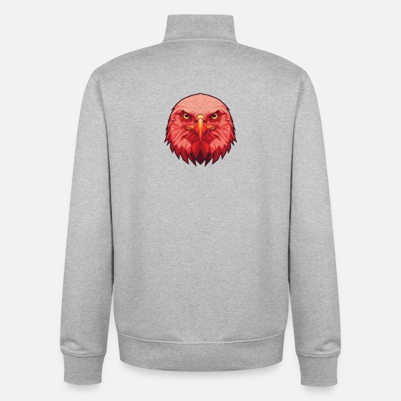 Red Eagle Lowpoly Portrait - Unisex Organic Zip Sweatshirt by Stanley/Stella - heather grey