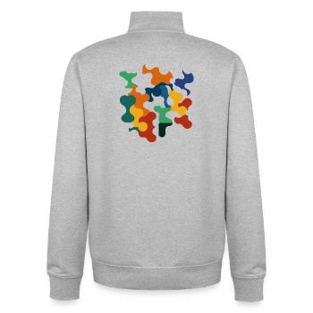 Formes abstraites colorées dans le design moderne - Sweat zippé unisexe en coton bio Stanley/Stella - gris chiné - Dos - AI Model Male 185 light (185cm)