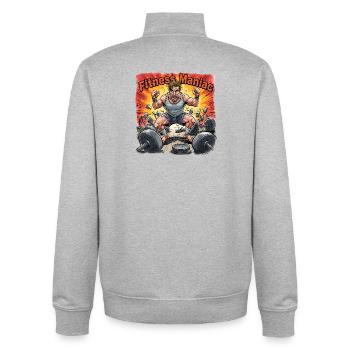 Fitness Maniac – Explosive Gym-Power - Unisex Organic Zip Sweatshirt von Stanley/Stella - Grau meliert - Hinten - AI Model Male 185 light (185cm)