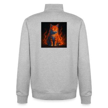 The flaming gaze of the firecat - Unisex Organic Zip Sweatshirt by Stanley/Stella - heather grey - Back - AI Model Male 185 light (185cm)