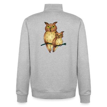 Eulen - Unisex Organic Zip Sweatshirt von Stanley/Stella - Grau meliert - Hinten - AI Model Male 185 light (185cm)